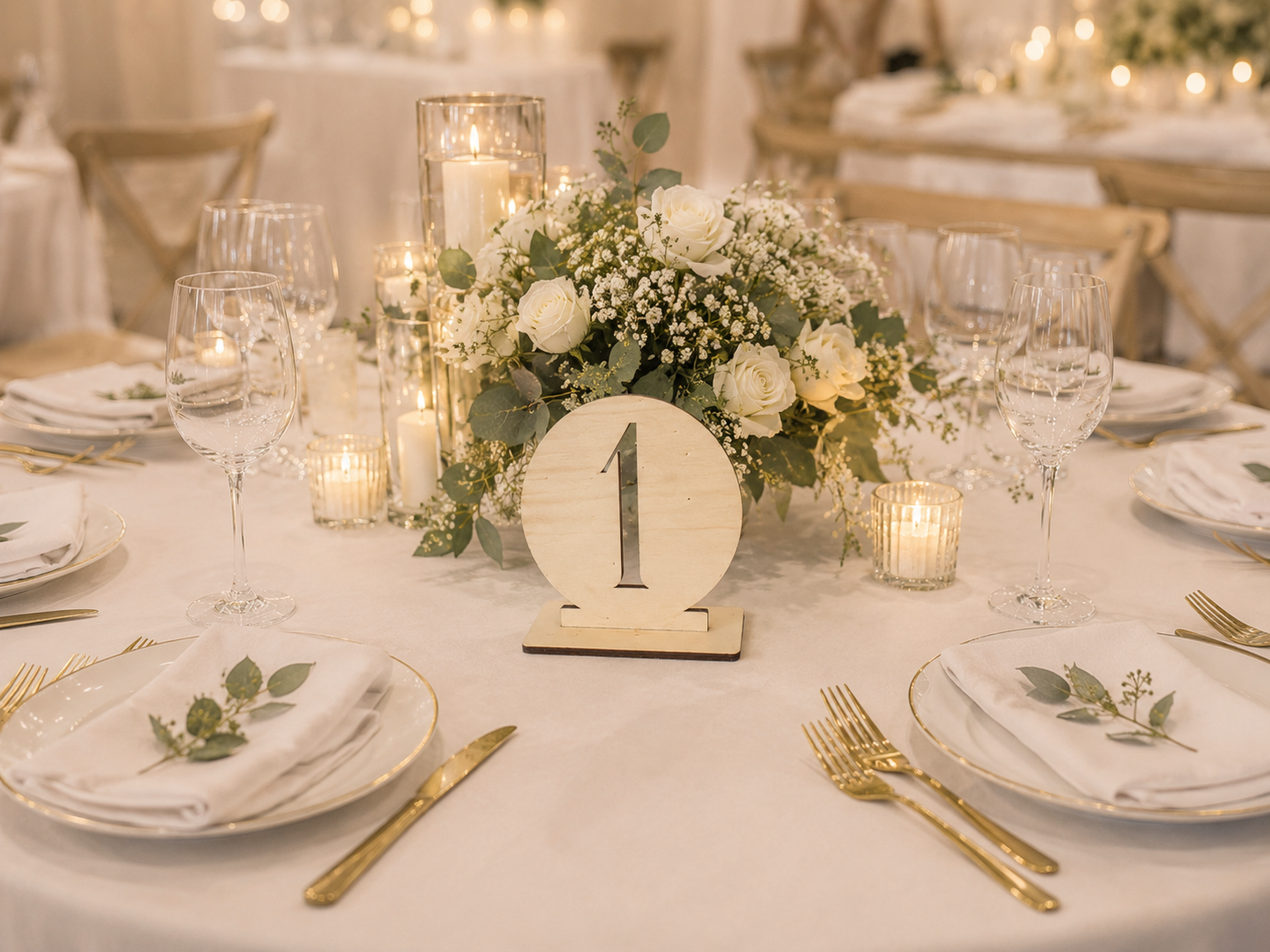 Numéro de table en bois gravé